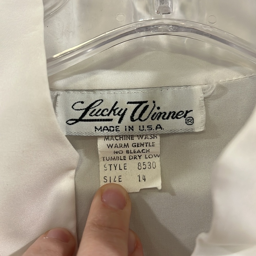 Lucky Winner - 14, white lace dress shirt - Picture 3 of 8